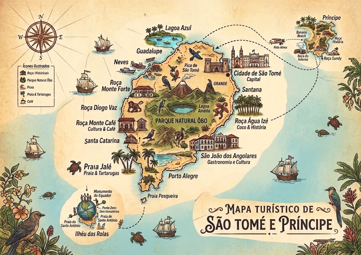 Carte de São Tomé-et-Príncipe : Guide Géographique de l'Archipel