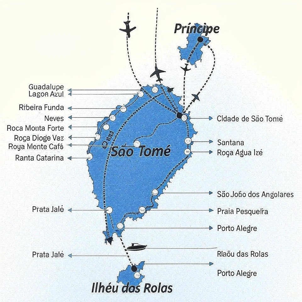 Mapa de São Tomé e Príncipe: Guia de Estradas 2025 1 São Tomé e Príncipe Mapa